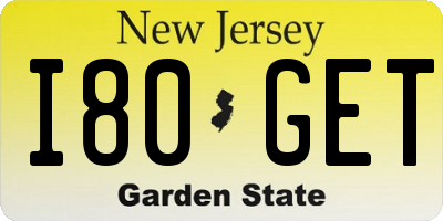 NJ license plate I80GET