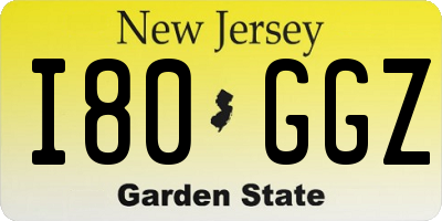 NJ license plate I80GGZ