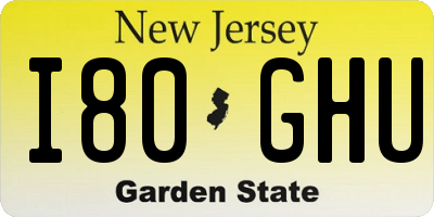 NJ license plate I80GHU