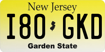 NJ license plate I80GKD