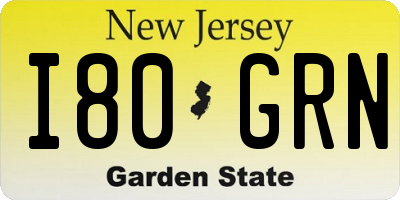 NJ license plate I80GRN