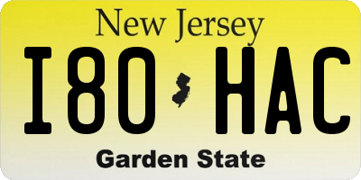 NJ license plate I80HAC