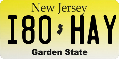NJ license plate I80HAY