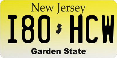 NJ license plate I80HCW