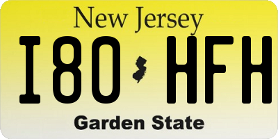 NJ license plate I80HFH
