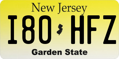 NJ license plate I80HFZ