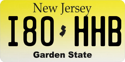 NJ license plate I80HHB