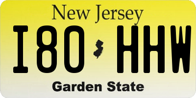 NJ license plate I80HHW