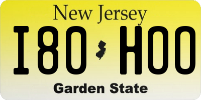 NJ license plate I80HOO