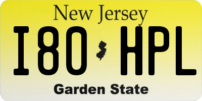 NJ license plate I80HPL