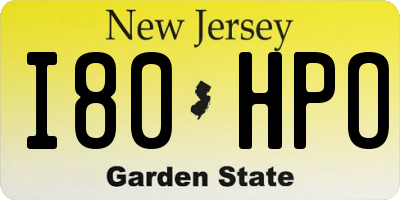 NJ license plate I80HPO