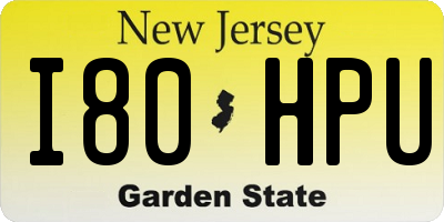 NJ license plate I80HPU