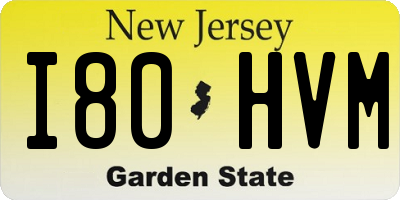 NJ license plate I80HVM