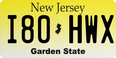 NJ license plate I80HWX