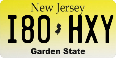 NJ license plate I80HXY