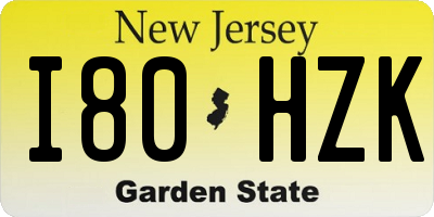 NJ license plate I80HZK