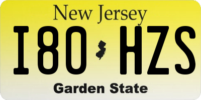 NJ license plate I80HZS