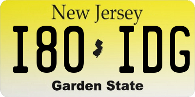 NJ license plate I80IDG