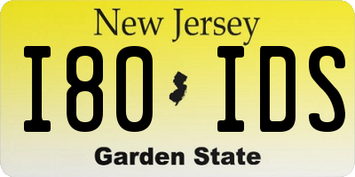 NJ license plate I80IDS