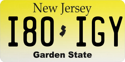 NJ license plate I80IGY