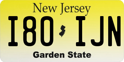 NJ license plate I80IJN