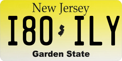 NJ license plate I80ILY