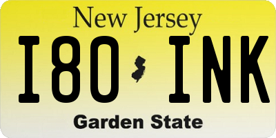 NJ license plate I80INK