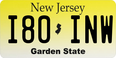 NJ license plate I80INW