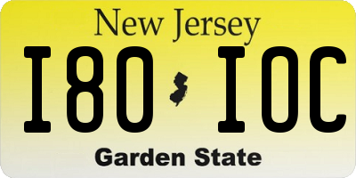 NJ license plate I80IOC