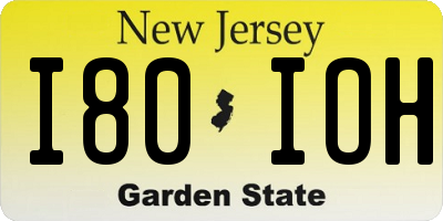 NJ license plate I80IOH