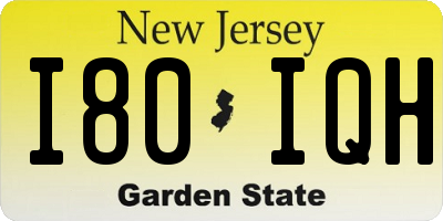 NJ license plate I80IQH