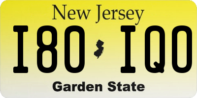 NJ license plate I80IQO