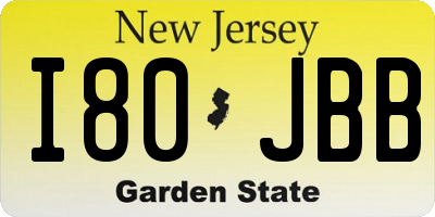 NJ license plate I80JBB