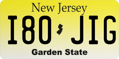 NJ license plate I80JIG