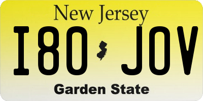 NJ license plate I80JOV