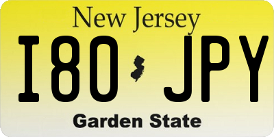 NJ license plate I80JPY