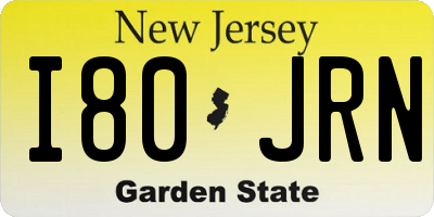 NJ license plate I80JRN