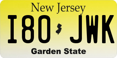 NJ license plate I80JWK