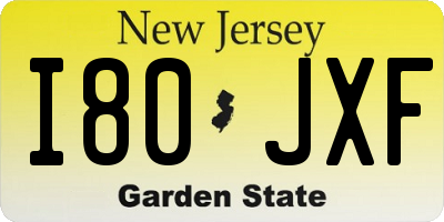 NJ license plate I80JXF