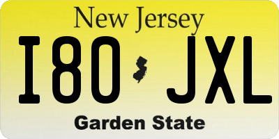 NJ license plate I80JXL