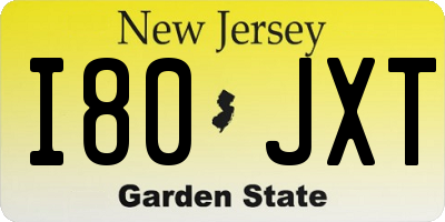 NJ license plate I80JXT
