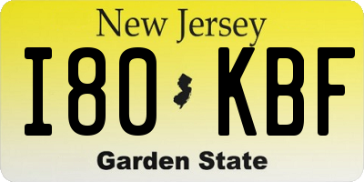 NJ license plate I80KBF