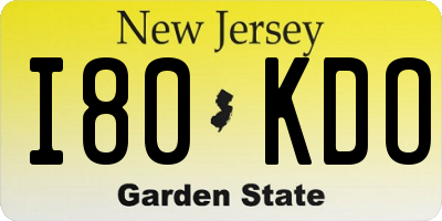 NJ license plate I80KDO