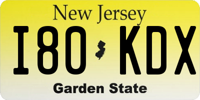 NJ license plate I80KDX