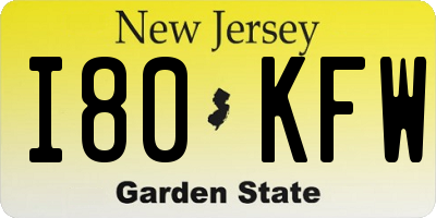 NJ license plate I80KFW