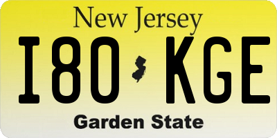 NJ license plate I80KGE