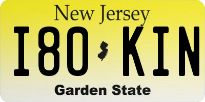 NJ license plate I80KIN
