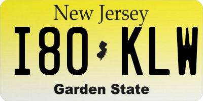 NJ license plate I80KLW