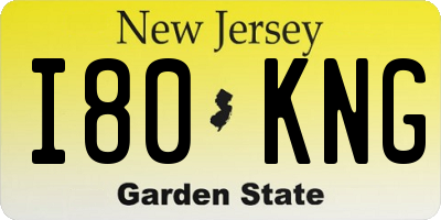 NJ license plate I80KNG