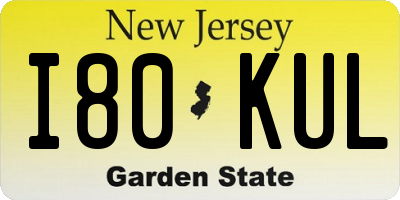 NJ license plate I80KUL